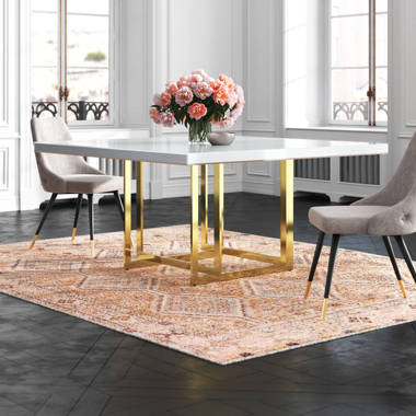 White dining table on sale with gold legs